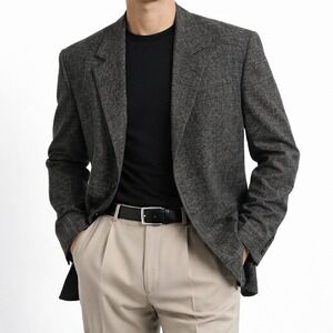 Vintage COTLER Men's Gray Textured Blazer Jacket 42 Long Trevira Blend Suit Coat